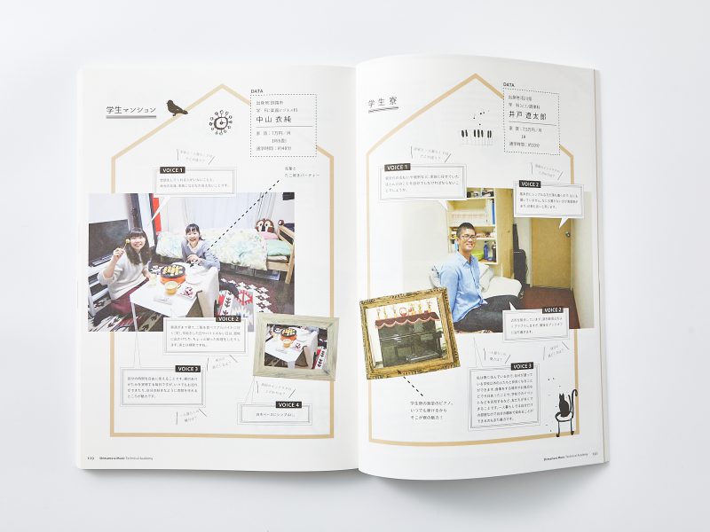 専門学校・入学案内パンフレット・学生生活ページデザイン