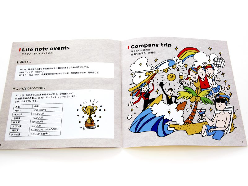 福利厚生に特化した採用パンフレット・会社概要ページデザイン