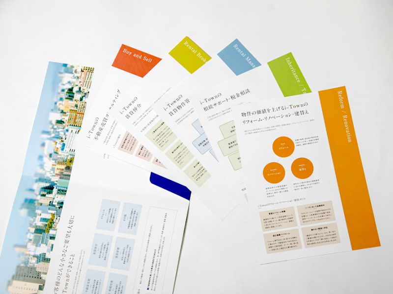 不動産会社の会社案内パンフレット・中面差し込みA4ペラデザイン